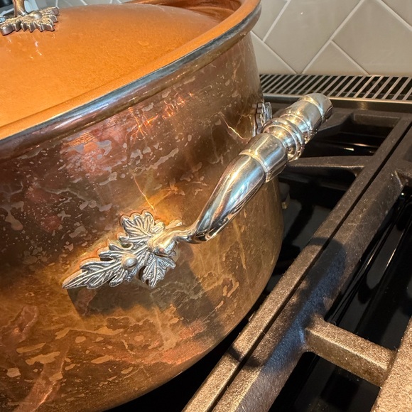 RARE RUFFONI COPPER HAMMERED CONVIVIUM COPPER 10Qt STOCK POT LID TIN - Picture 4 of 7